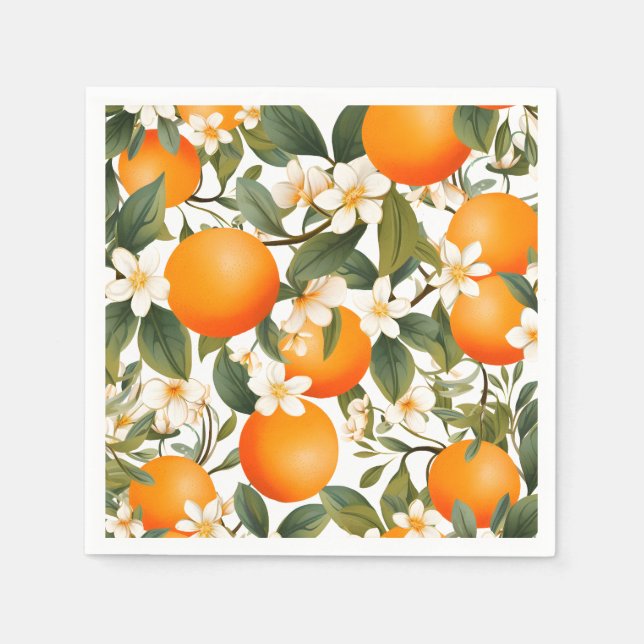 Kleine Süsse Orange Botanische Zitrusfrüchte Serviette (Vorderseite)