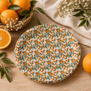 Kleine Süße Orange Citrus 1. Geburtstag Pappteller