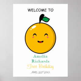 Kleine Süsse Orange Citrus 1. Geburtstag Poster