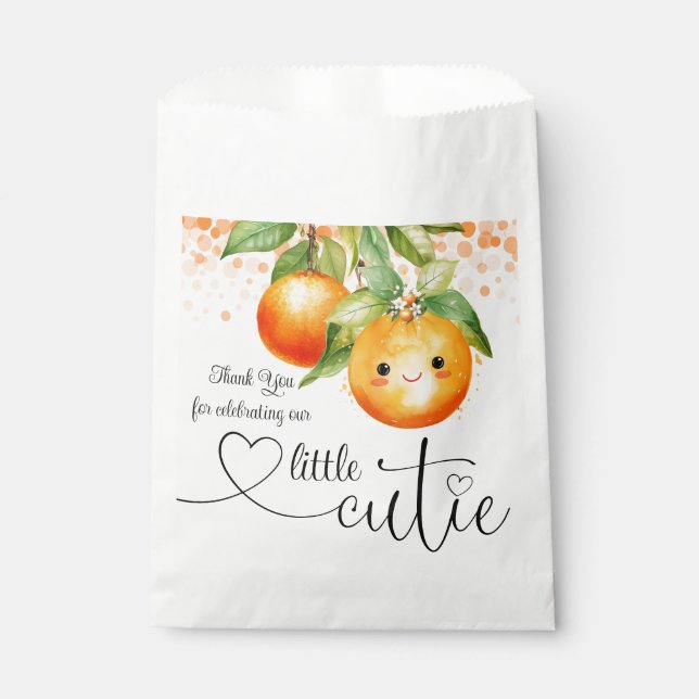 Kleine Süsse Orange Citrus Baby Dusche Geschenktütchen (Vorderseite)