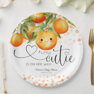 Kleine Süsse Orange Citrus Baby Dusche Pappteller