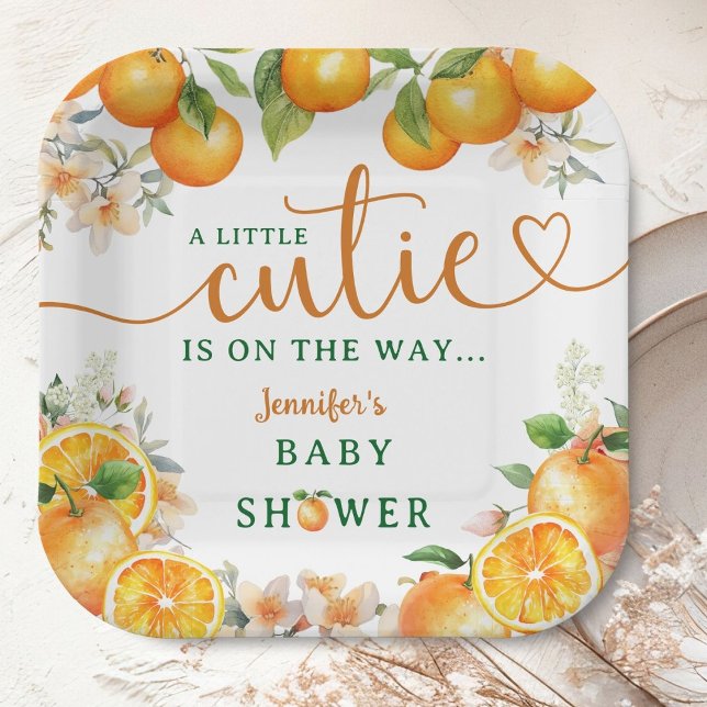 Kleine Süsse Orange Citrus Baby Dusche Pappteller (Von Creator hochgeladen)