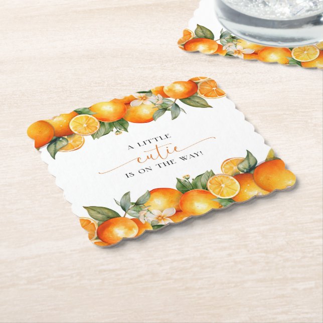 Kleine Süsse Orange Citrus Baby Dusche Untersetzer (angewinkelt)