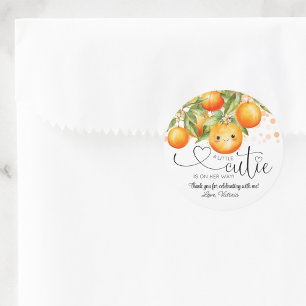 Kleine Süße Orange Citrus Baby Shower Runder Aufkleber
