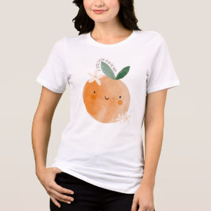 Kleine Süsse Orange Citrus Botanical Baby Dusche Tri-Blend Shirt