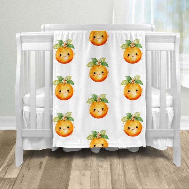 Kleine Süsse Orange Citrus Fleecedecke (Adorable little cutie tangerine orange sweet face baby blanket. )