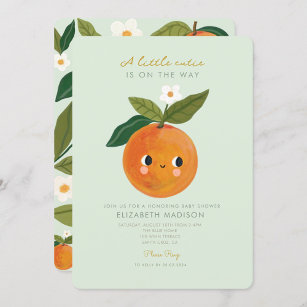 Kleine Süsse Orange Citrus Kinderdusche Einladung