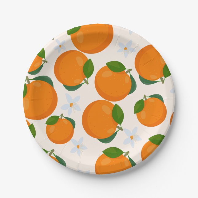 Kleine Süsse Orange Citrus Papier Teller (Vorderseite)
