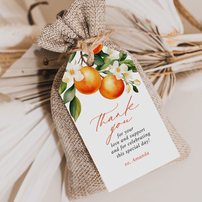 Kleine Süsse Orange Clementine Baby Dusche Gefalle Geschenkanhänger (Von Creator hochgeladen)