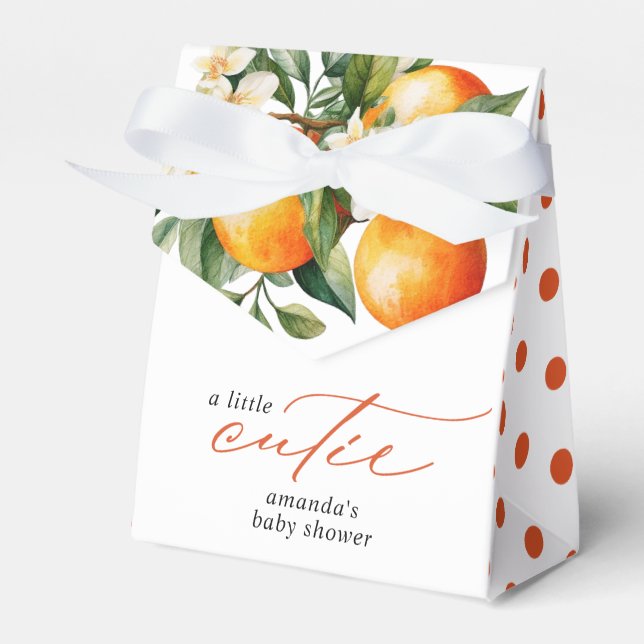 Kleine Süsse Orange Clementine Baby Dusche Gefalle Geschenkschachtel (Vorderseite)