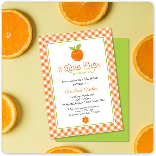 Kleine Süsse Orange Clementine Gingham Baby Shower Einladung
