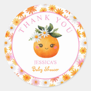 Kleine Süsse Orange Fruit Baby Dusche Vielen Dank Runder Aufkleber