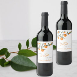 Kleine Süsse Orange Gender Neutral Baby Dusche Weinetikett