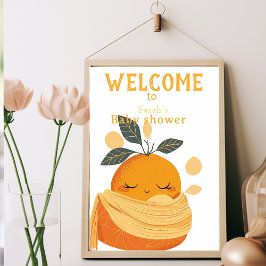 Kleine Süsse Orange ist auf dem Weg Babydusche Poster