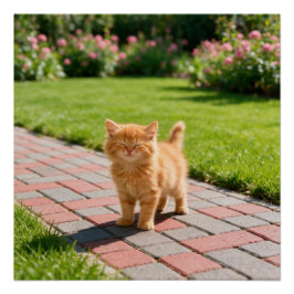 Kleine süße orange Katze Poster