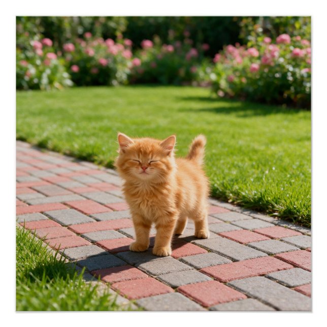 Kleine süße orange Katze Poster (Vorderseite)