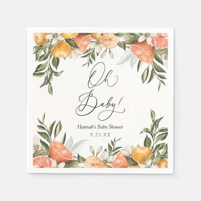Kleine Süsse Orange Oh baby Napkins Serviette (Vorderseite)