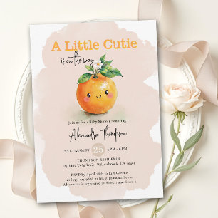 Kleine Süße Orange Schimmer Blumenblüte Babyparty Einladung