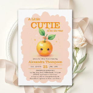 Kleine Süße Orange Schleife Illustration Babyparty Einladung