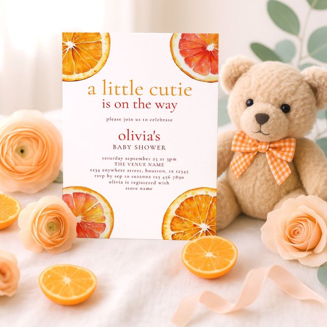 Kleine Süsse Orange Slices Girl Babydusche Einladung (Von Creator hochgeladen)
