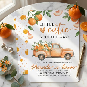 Kleine Süße Orange Vintage-Lieferwagen Baby Shower Einladung