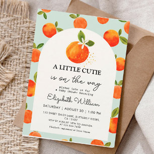 Kleine Süße Orange Wasserfarben-Baby-Party Einladung