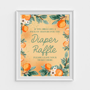 Kleine Süße Orange Windel-Raffle Poster