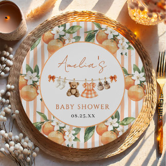 Kleine Süße Orange Zitrus Baby Shower Pappteller