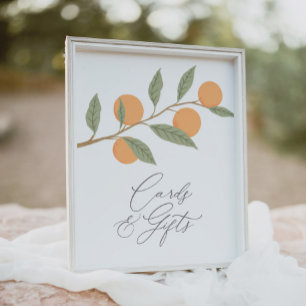 Kleine Süsse Orange Zitrusfrüchte Karten und Gesch Poster