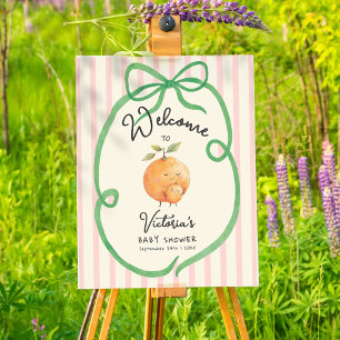 Kleine Süsse Orangen Bow Baby Dusche Begrüßungszei Poster