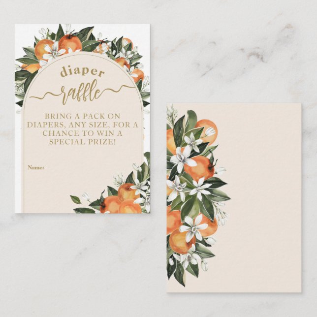 Kleine Süsse Orangengrenerde boho Windelraffle Begleitkarte (Vorne/Hinten)