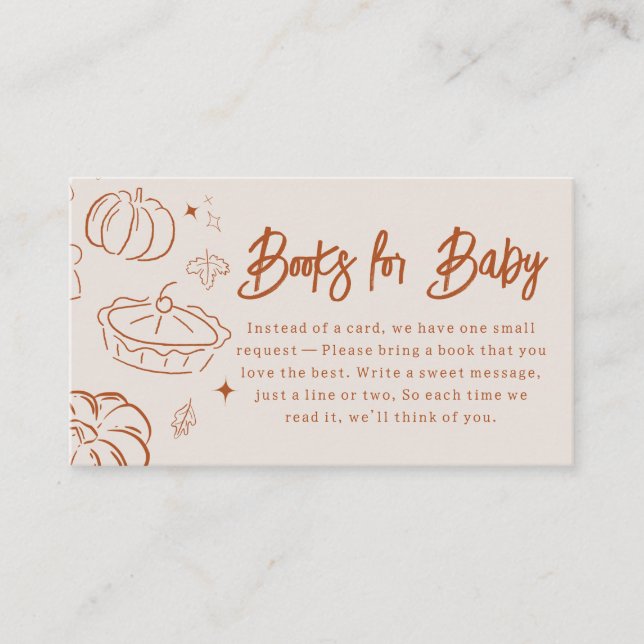 Kleine Süsse Pie Fall Babyduschbücher für Baby Begleitkarte (Vorderseite)