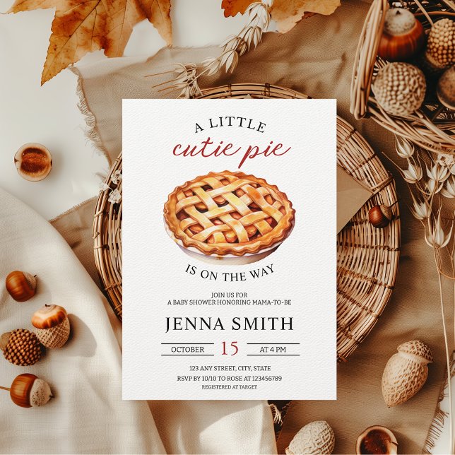 Kleine Süsse Pie Fall Babydusche Einladung (Little Cutie Pie is on the Way Baby Shower Invitation Fall )