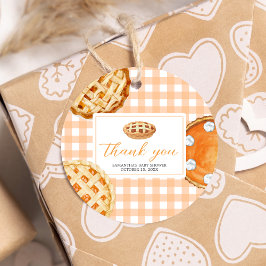 Kleine Süsse Pie Gingham Baby Dusche Runde Geschenkanhänger