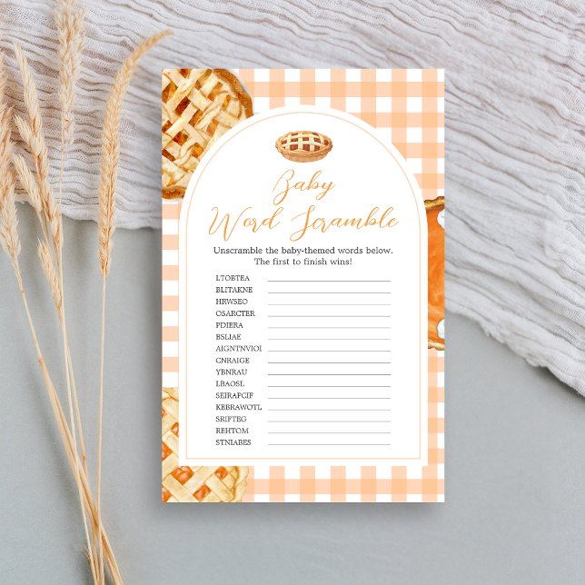 Kleine Süsse Pie Gingham Baby Shower Scramble Game (Little Cutie Pie Gingham Baby Shower Game)