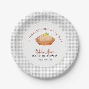 Kleine Süsse Pie Gray Karierte Babydusche Pappteller