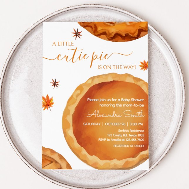 Kleine Süsse Pie Herbstdusche Einladung (Autumn Pie Baby Shower Invitation
)
