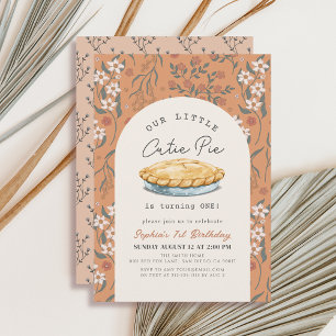 Kleine Süsse Pie Orange Floral Girl 1. Geburtstag Einladung