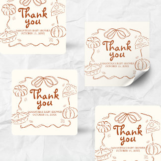 Kleine Süsse Pie Pumpkin Baby Dusche Quadratischer Aufkleber