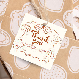 Kleine Süsse Pie Pumpkin Baby Shower Square Geschenkanhänger