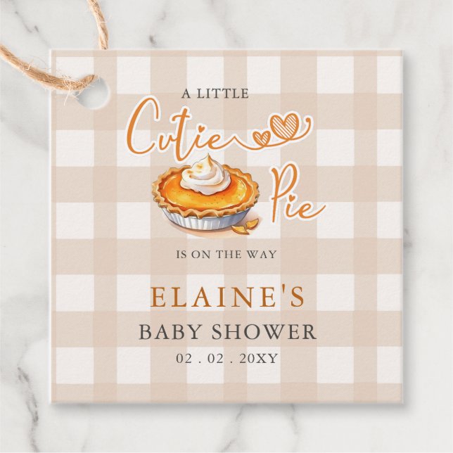 Kleine Süsse Pie Pumpkin Pie Fall Baby Dusche Geschenkanhänger (Vorderseite)