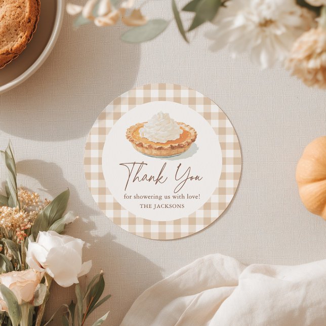 Kleine Süsse Pie Rustic Fall Baby Dusche Runder Aufkleber (Von Creator hochgeladen)