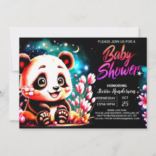 Kleine Süsse Pink Panda Bliss Girl Babydusche Einladung