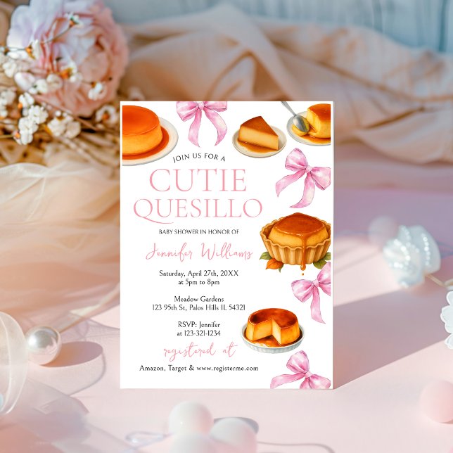 Kleine Süsse quesillo Pink Bow Baby Dusche Einladung (Von Creator hochgeladen)