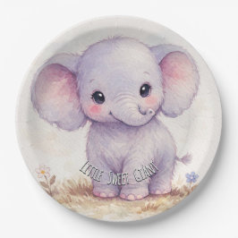 Kleine süße riesige Elefant lila Babyparty Pappteller