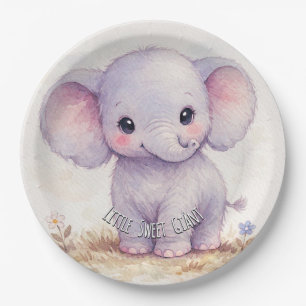 Kleine süße riesige Elefant lila Babyparty Pappteller