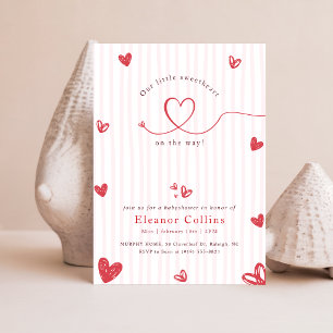 Kleine Süße Rosa Rotes Herz Baby Shower Einladung