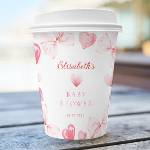 Kleine Süße Rosa Schleife Mädchen Baby Shower Pappbecher