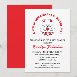 Kleine Süße Rot Weiß Teddybär Baby Shower Einladung