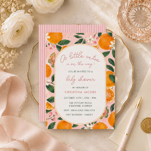 Kleine Süße Tangerine Florale Babyparty Einladung